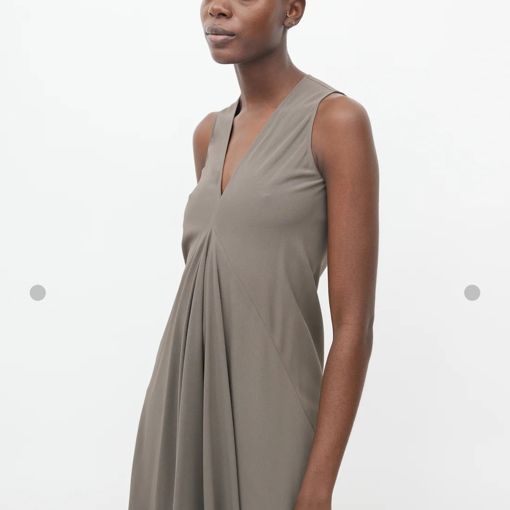 Rick Owens Chic Taupe Sleeveless Draped Dress Flowy Size M/6 - Picture 7 of 11